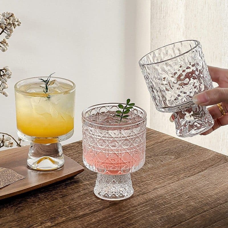 High Aesthetic Value Instagram-Style Glass Cup with Creative Design for Drinks, Water, Juice, Iced Americano, and Cold Brew Coffee