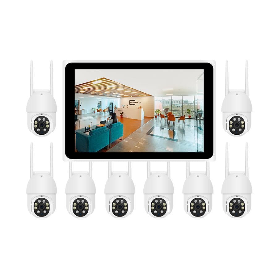 Tuya Smart 8ch Wireless NVR Kit 4TB LCD Monitor CMOS Wide Angle Bullet Camera CCTV