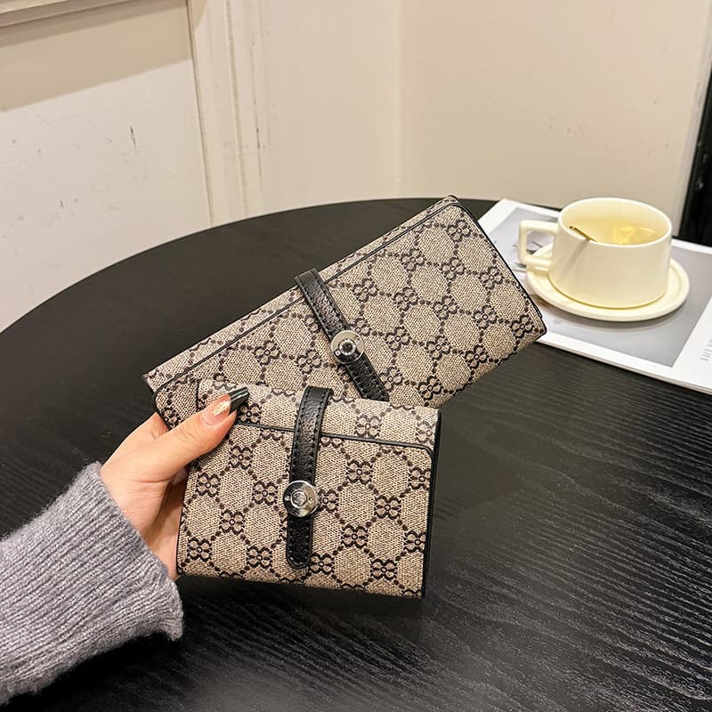 Cross-border Autumn/Winter Unisex Niche High-end Printed Small Fragrance Style New Tri-fold Card Holder Large and Small Wallet