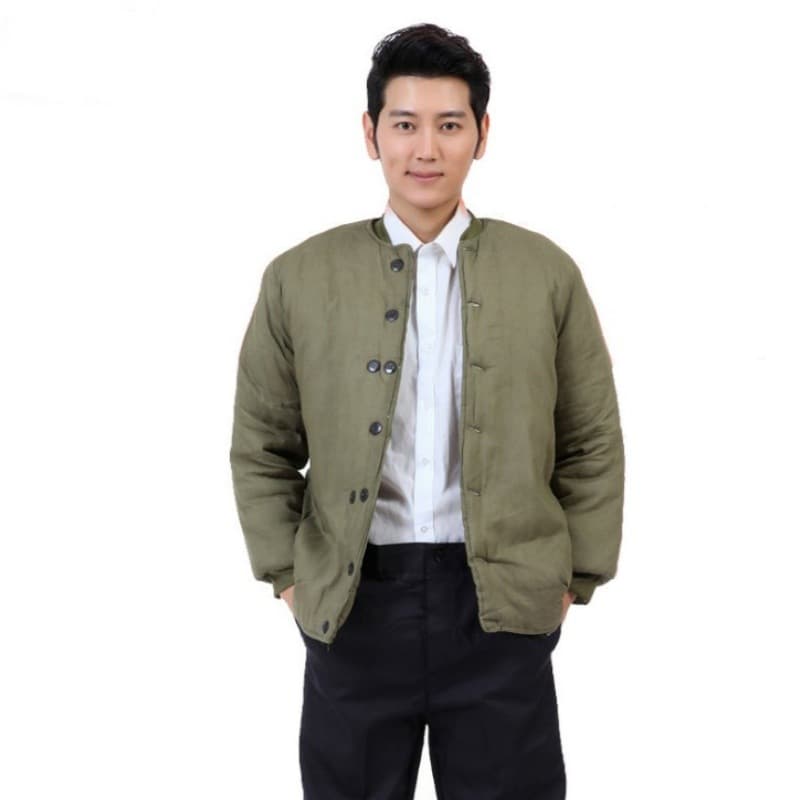 Thickened Cotton Quilted Jacket for Cold Weather Protection, Factory Work Cotton Coat, Cold Storage Cotton Jacket, Old-Style Cotton Pants, Army Green Set