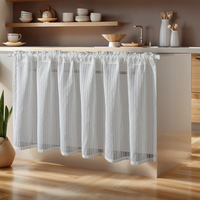 Modern Simple Solid Color Venetian Blind Curtain No-Drill Cross-Border Coffee Curtain Cabinet Cover Short Curtain Half Curtain Wholesale