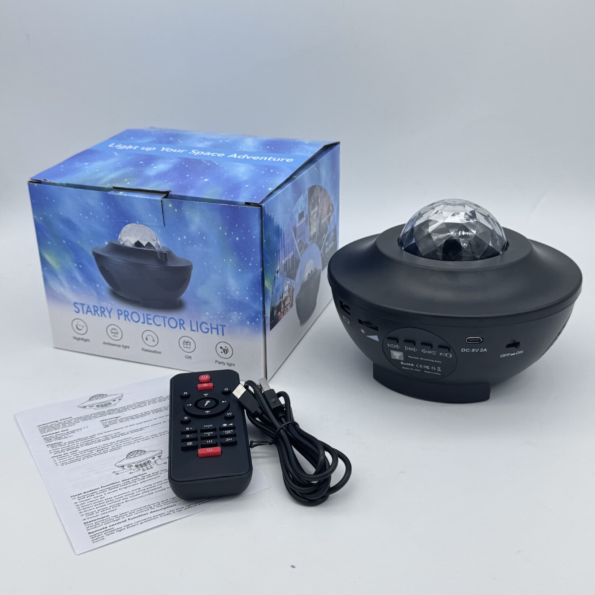 Christmas Projection Light LED Starry Sky Projection Light Bluetooth Music Water Ripple Starry Sky Light