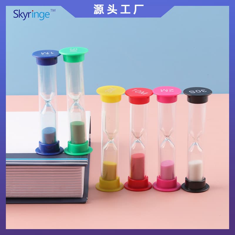 Wholesale source of colorful plastic hourglasses, student gifts, desktop decorations, drop-proof hourglass timers.