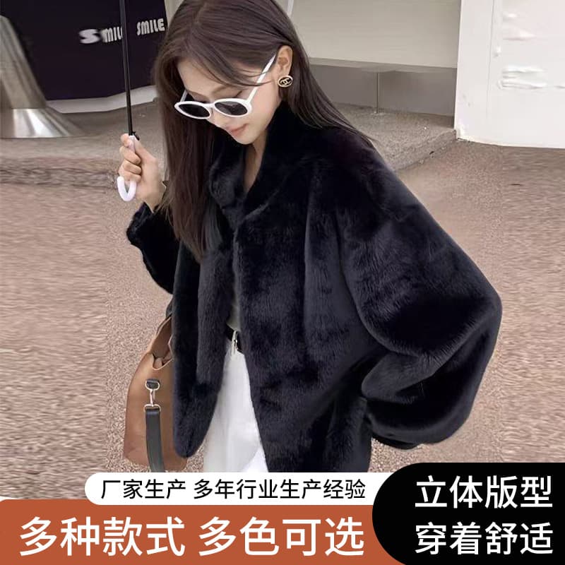 2026 New Fur Stand Collar Mink Velvet Jacket Young Short Top Thick Warm Women's Coat