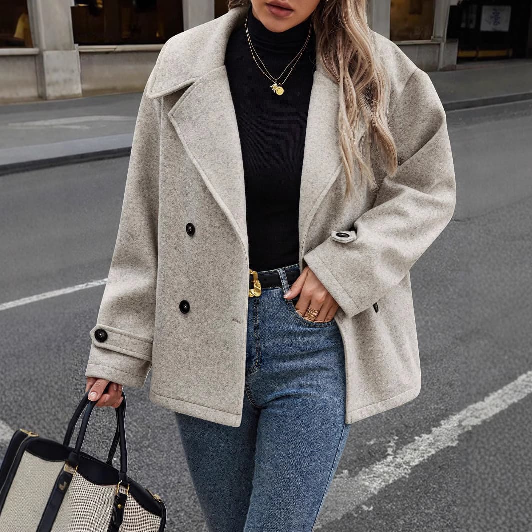 2025 European and American foreign trade women's autumn and winter new versatile woolen coats loose short suit coats