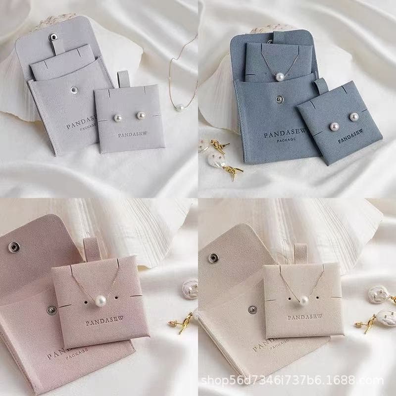 Suede Microfiber Jewelry Bag with Card Inside, Jewelry Bag, Ring Necklace Product Jewelry Bag, Side Snap Bag, Velvet Bag
