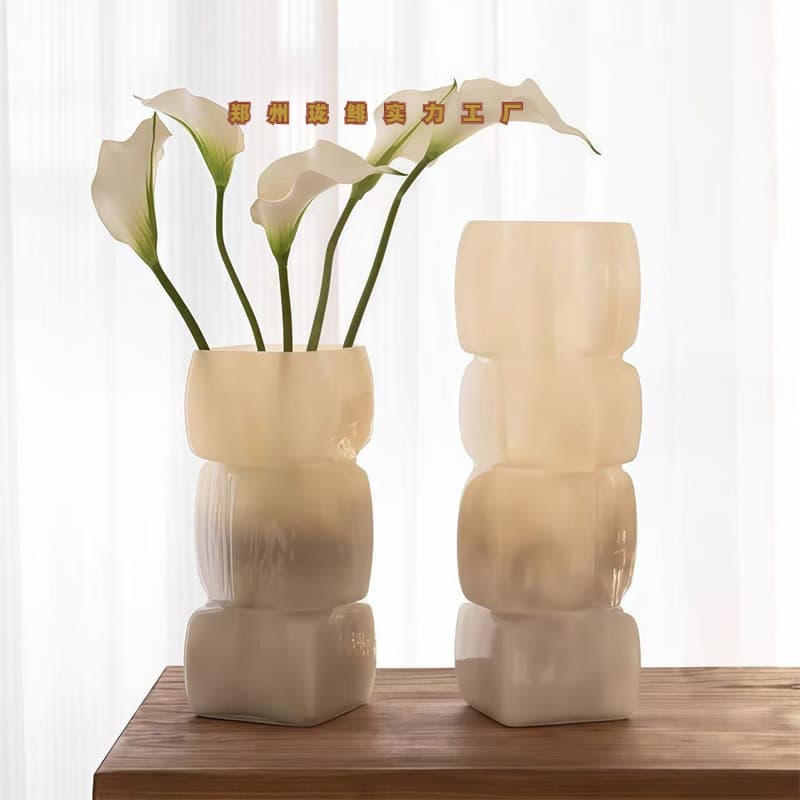 Morandi Color Home Nordic Style Glass Vase Desktop Ornaments Modern Creative Irregular Flowers Living Room Decoration