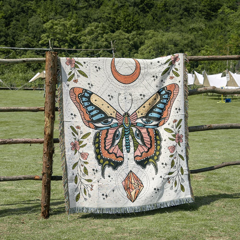 Camping Blanket Bohemian Throw Sofa Blanket Checkered Blanket Outdoor Camping Cover Blanket