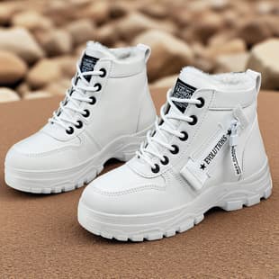 Winter Women's Short Boots, Fleece-Lined, Lace-Up, Thick Sole, Soft Bottom, Martin Boots, Casual, Versatile, Student Commuter Style
