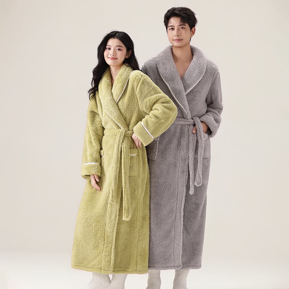 New Couple Bathrobe Women Coral Fleece Long Home Plus Size Flannel Autumn Winter Thickened Bathrobe