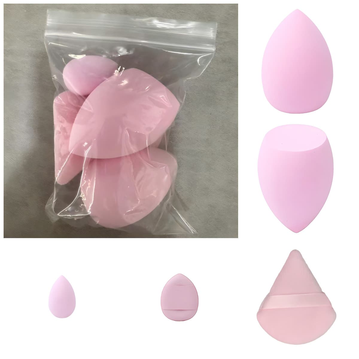 Cross-border Solid Color 5-Piece Puff Set Makeup Sponge Thumb Puff Cotton Puff Mini Puff Set