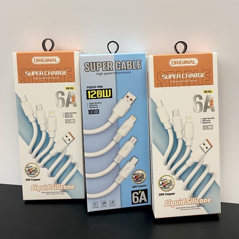 120W Fast Charging Cable Packaging, 6A Neutral Data Cable Box Manufacturer in Stock, Suitable for Android Type-C and Apple