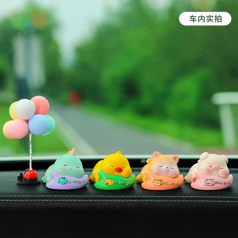 Healing Lying Down Animal Car Ornament Balloon Girl Heart Cute Pig Decoration Dashboard Decor for Men and Women