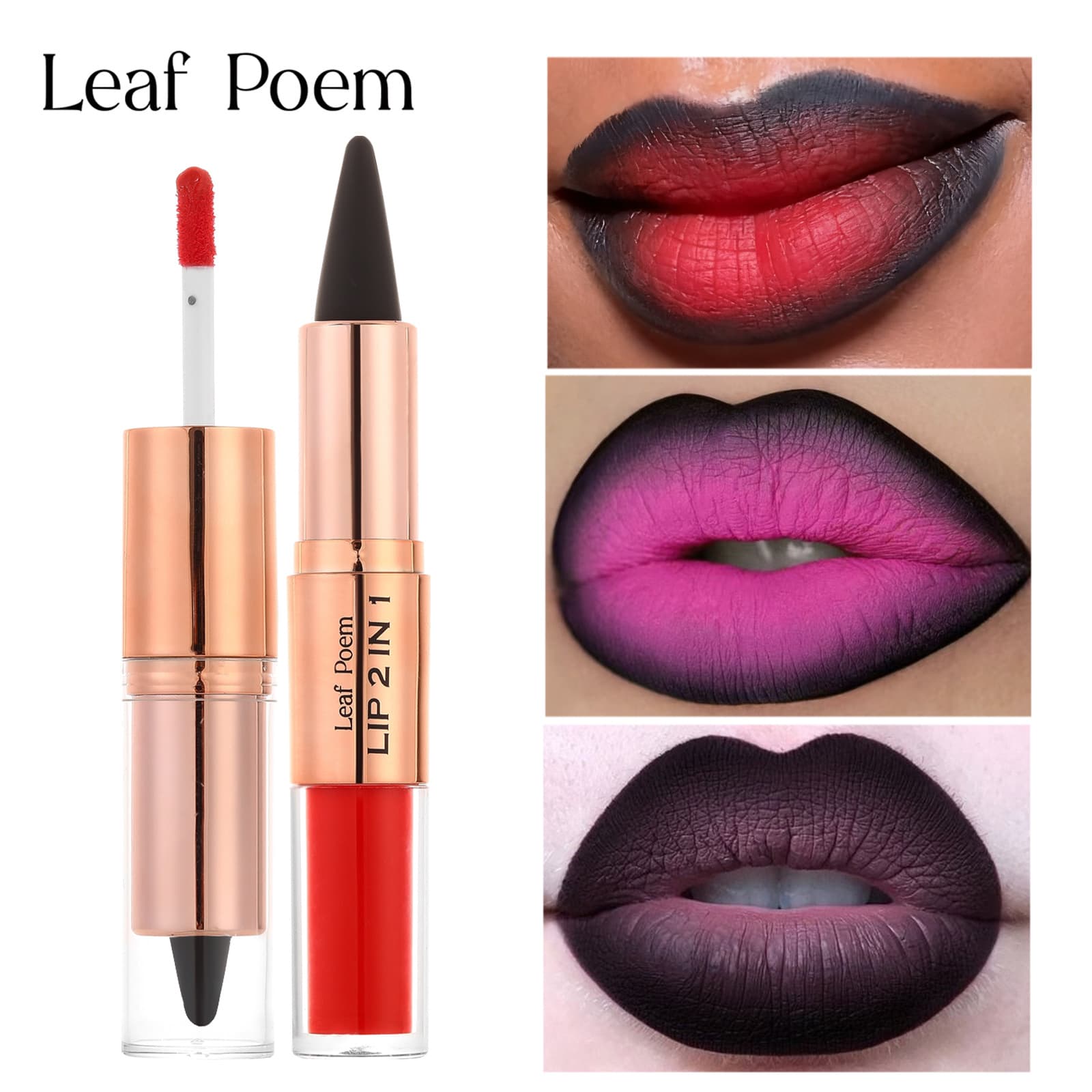 Cross-border Dual-End 2-in-1 Lip Liner and Lipstick, Matte, Non-Stick Cup, Fade-Proof, Pearlescent Lip Gloss, Long-Lasting Matte Lipstick