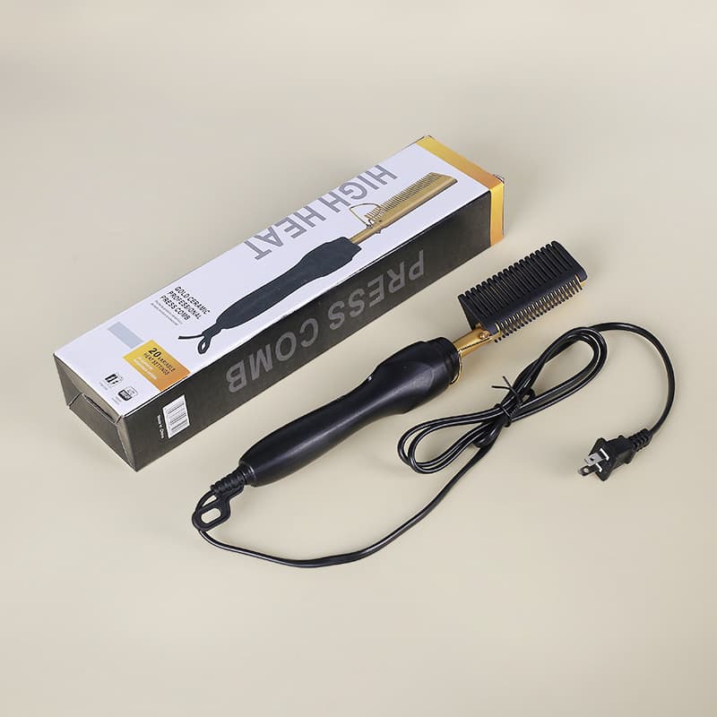 Electric Curling Comb Two-in-one Curling Iron Curling and Straightening Copper Comb Bangs Electric Heating Comb Dry and Wet Straightening Comb
