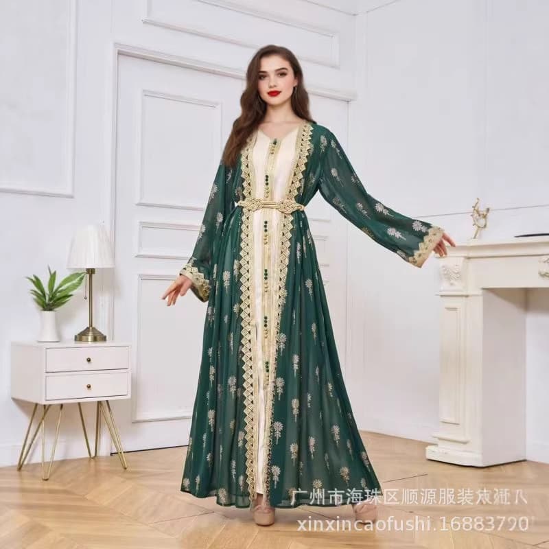 Women's Long Embroidered Chiffon Cardigan Dress Plus Size Ethnic High Quality Autumn Summer