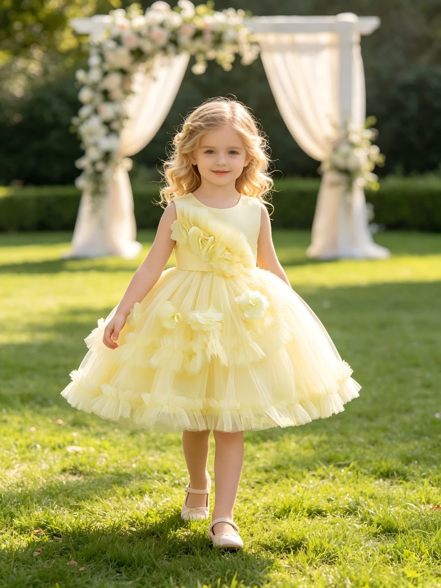 Cross-border In Stock Girls Princess Dress Puffy Tulle Cake Dress First Birthday Party Gown Kids Dress