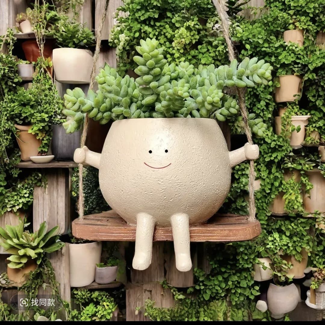 Cross-border Swing Flower Pot New Creative Hanging Living Room Decoration Smiley Face Outdoor Garden Patio Tabletop Ornament