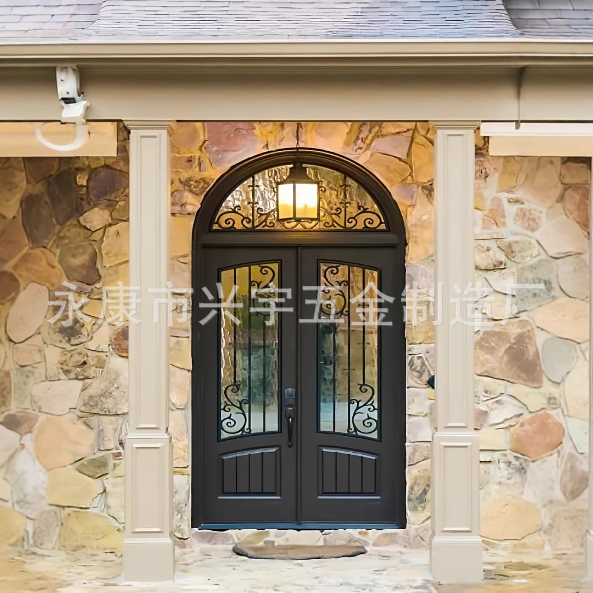 European Wrought Iron Gate for Villa Courtyard Entry, Garden Arch Metal Iron Entrance Door, Nationwide Shipping