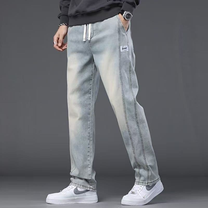 Men's jeans spring/autumn loose straight-leg pants, 2025 new style casual trendy wide-leg trousers for men, versatile.