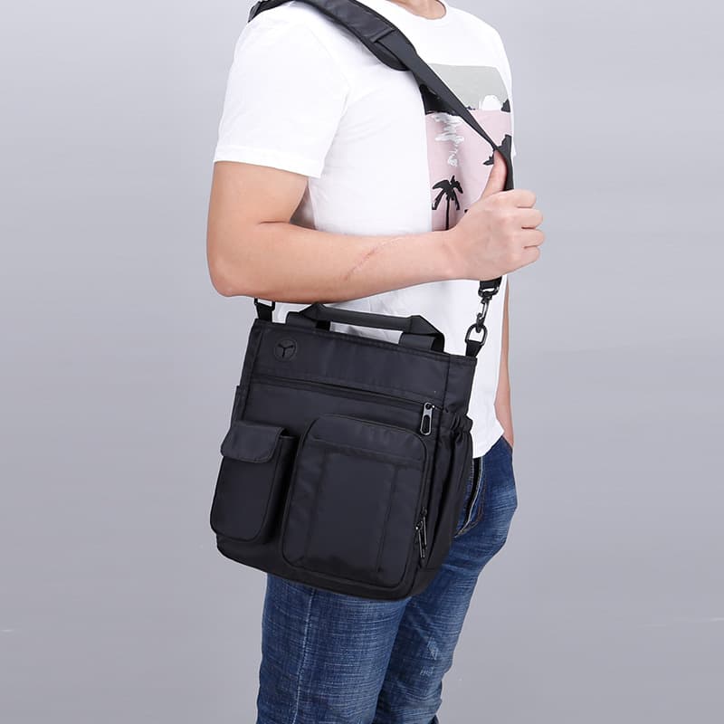 Single shoulder crossbody bag men's casual multifunctional handbag business briefcase business trip commuter nylon document computer bag