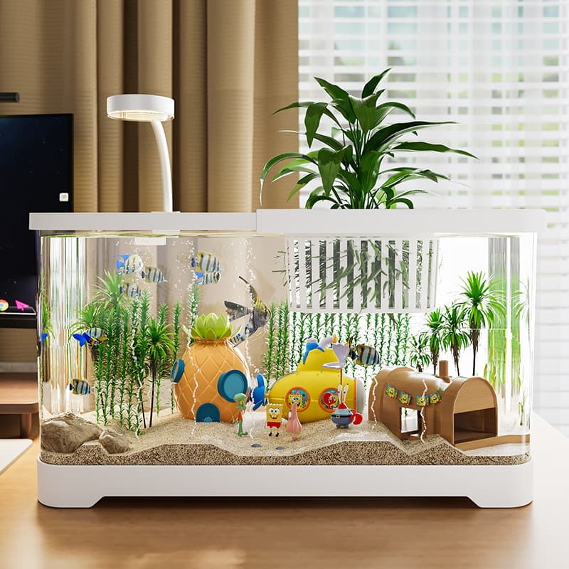 Baihe Fish Tank Transparent Large Capacity with Lid Clip-on Light Ecological Tank Landscape Turtle Tank Turtle Breeding Tank