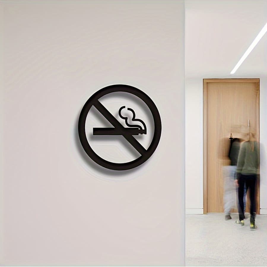 Easy-to-Install Acrylic No Smoking Sign - Suitable for Malls and Public Areas, Black 3D Mall Identifier