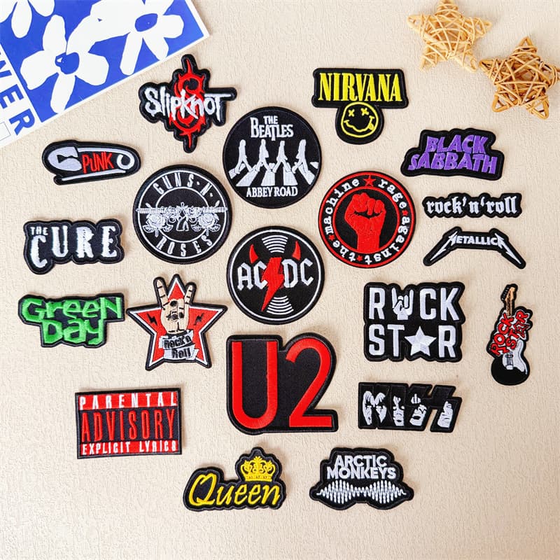 Rock Band Self-Adhesive Embroidered Patch. DIY Scrapbook, Laptop, Phone Case, Apparel Decoration. Cross-Border Wholesale