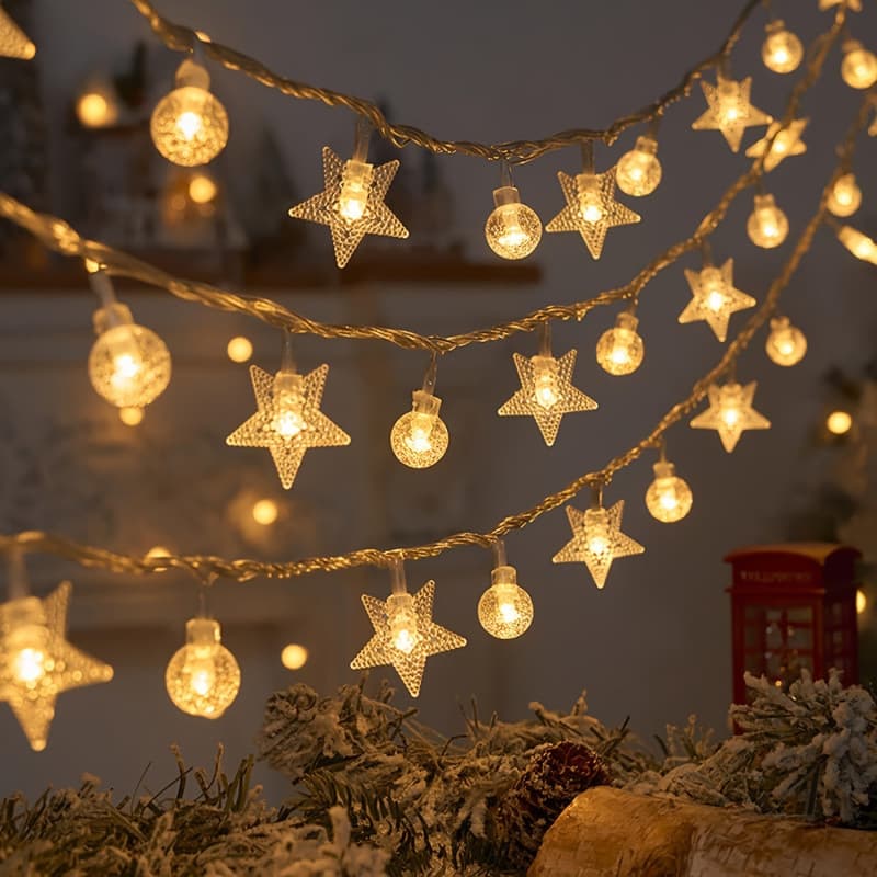 2026 New Cross-border Drop Shipping Battery-Powered LED Warm White Star Balloon Light Strings