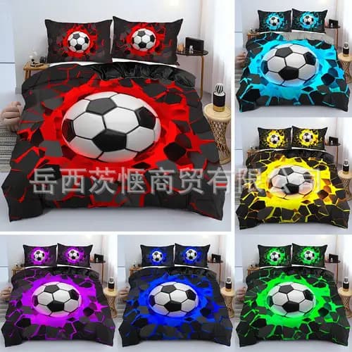 Ciyi football bedding set children's sports duvet cover for men and women red and black three-piece set two-piece set