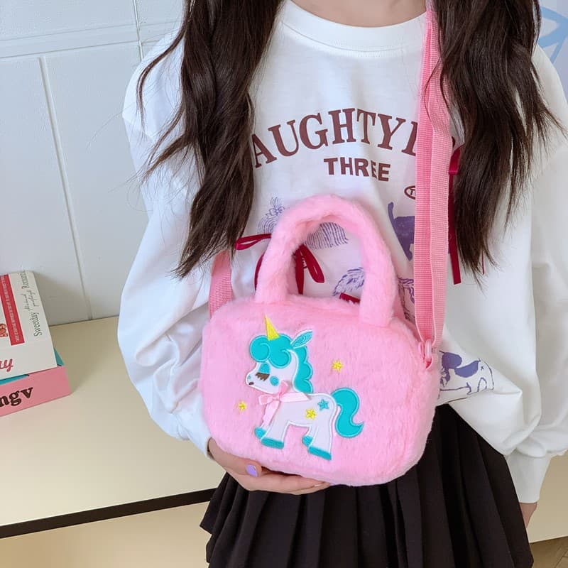 New cross-border trade cute cartoon unicorn plush children's shoulder bag/crossbody bag/handbag for girls