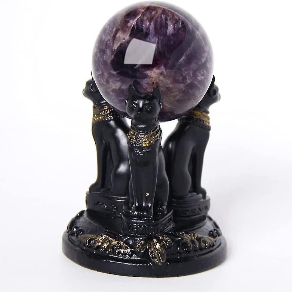 Cat Goddess Statue Black Cat Statue Ancient Egyptian Kitten Base Crystal Base Garden Courtyard Desktop Resin