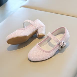 Girls' Princess Shoes Children's Heeled Casual Shoes Spring/Autumn New Style Velcro Girls' Lolita Leather Shoes Export Children's Shoes