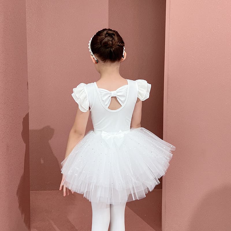 New children's dance clothes for women, summer white exercise clothes for girls, ballet dance clothes for toddlers, body exercise skirts