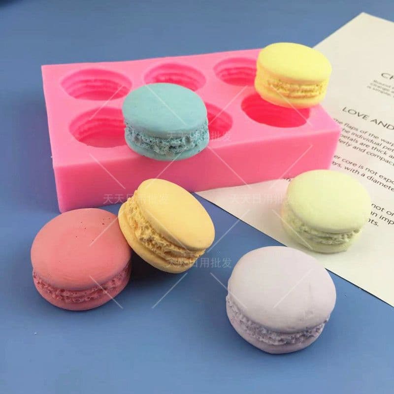 New 6-Cavity 3D Macaron Mold DIY Soap Mold Light Clay Food-Grade Silicone Hamburger