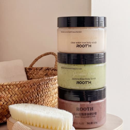 ROOTH Rose SPA Grade Body Scrub Shower Gel for Smooth Skin, Exfoliating, Deep Cleansing 250