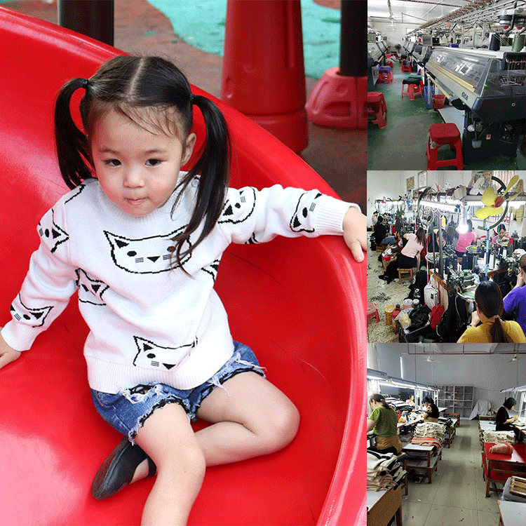 Taobao Factory Autumn/Winter Children's Sweater Original Body Jacquard Cat Pattern Knitwear Custom Processing from Images