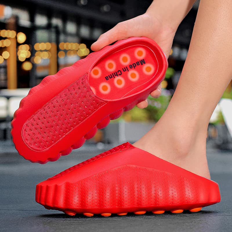 Men's Summer Massage Bead EVA Closed-Toe Clog Outdoor Anti-Slip Thick Sole Casual Sports Sandals for Couples