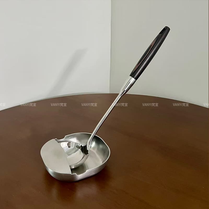 304 Stainless Steel Spoon Rest Bowl Pot Ladle Rest Spoon Rest Shovel Spoon Standable Holder Table Bracket Storage
