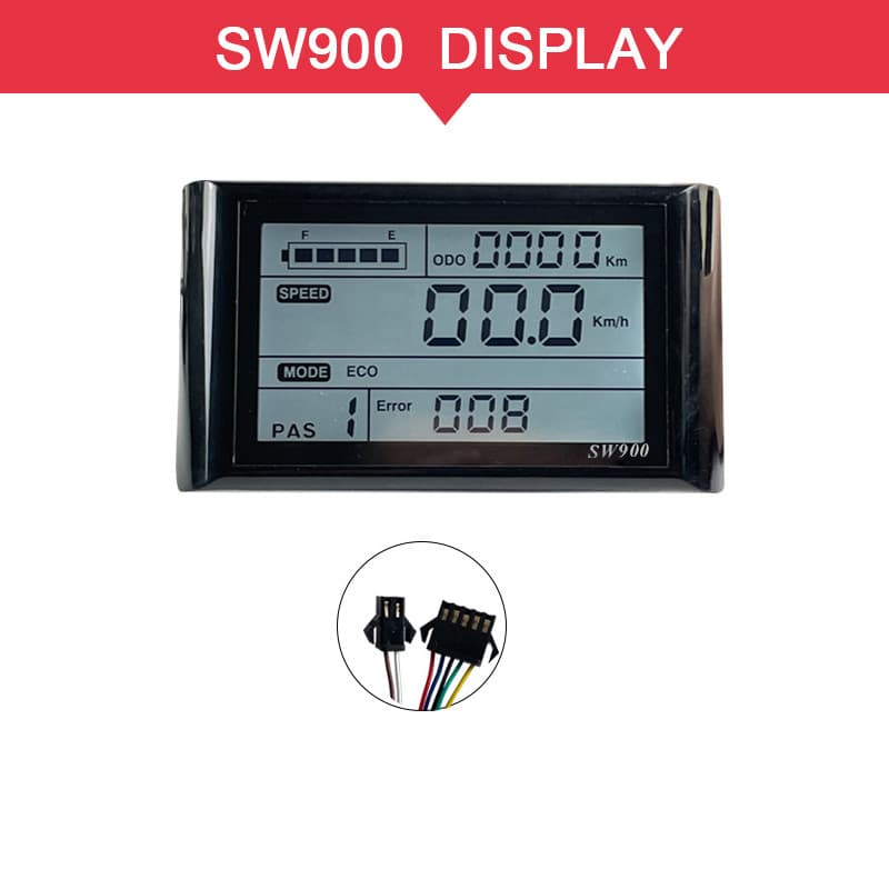 Electric Bicycle Conversion Accessories LCD-SW900 LCD Meter Data Display 24-72V SM Connector