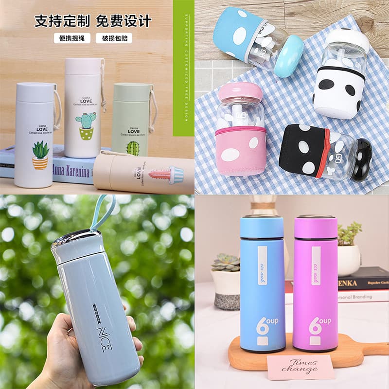 Creative Wholesale Opening Glass Cute Rabbit Cup Gift Advertising Cup Printing Penguin Flower Tea Cup Printing Logo