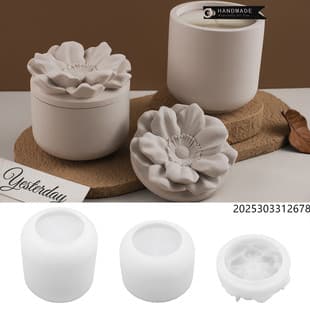 DIY Handmade Plaster Cement Flower Scented Candle Cup Plaster Storage Jar Mirror Silicone Mold