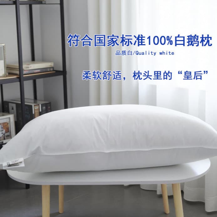 Five-star hotel down pillows with slow rebound, cervical protection, high-end homestays, foreign trade white goose feather pillow cores.
