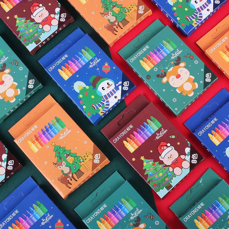 Cartoon Christmas 8-Color Crayon Set Coloring Doodle Art Brushes Elementary School Student Painting Set Christmas Gift