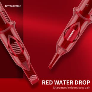 Red Tattoo Needle Cartridge Multi-Size 20-Pack Short Needles for Tattoo Pen Machine Compatible Eyebrow Tattoo Needles