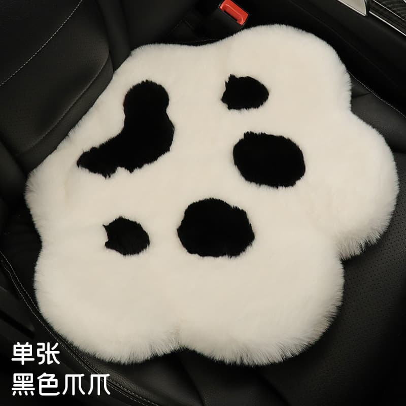 Winter Car Seat Cushions: Plush, High-End, Cute Cat Paw and Rabbit Plush Car Cushions, Three-Piece Set, New Style, Warm Seat Cushions