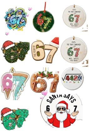Cross-border Hot Selling SixSeven 67 Santa Claus Acrylic Christmas Decorations Fun Digital Meme Ornaments