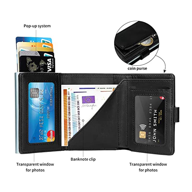 Factory Wholesale Automatic Card Case Box New Pop-up Wallet Multifunctional Zipper Coin Purse Card Holder Metal Card Case