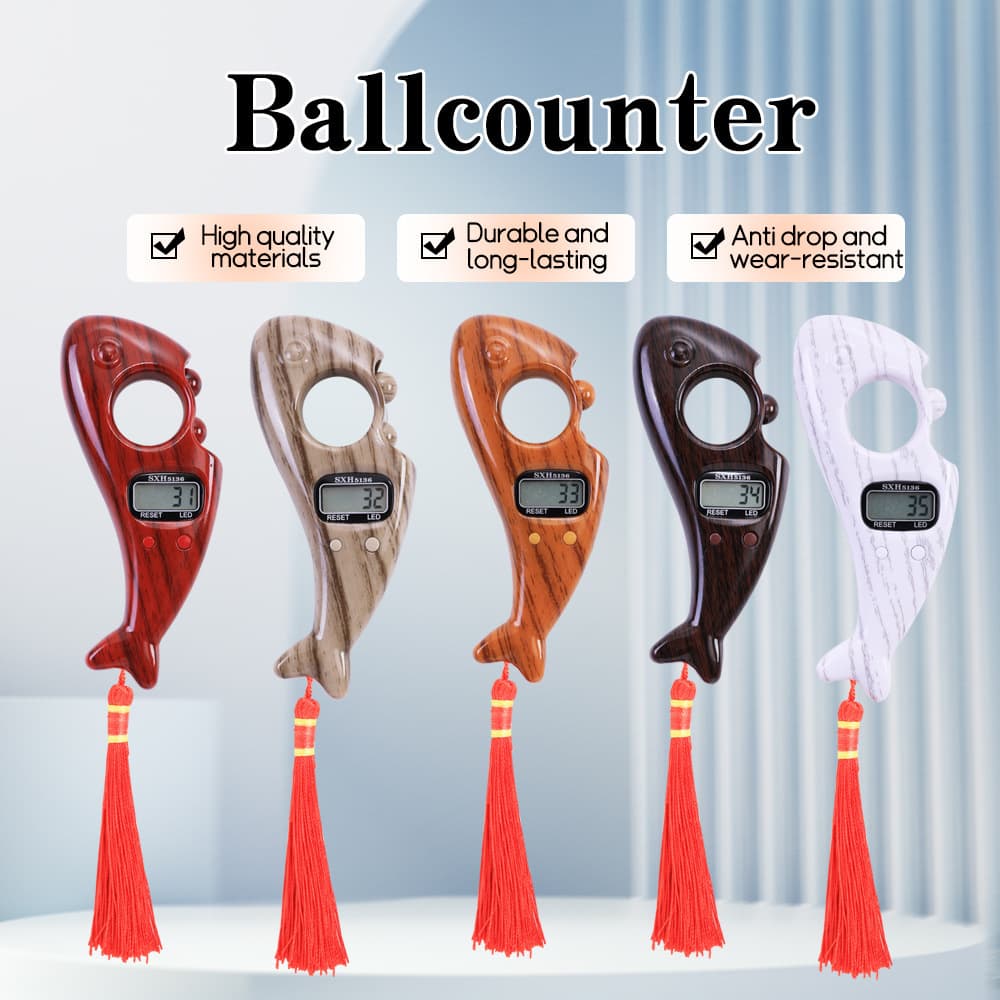 2045S Wood Grain Fish-Shaped Electronic Point Counter Manual Bead LCD Digital Plastic Counter Factory / sxh5136