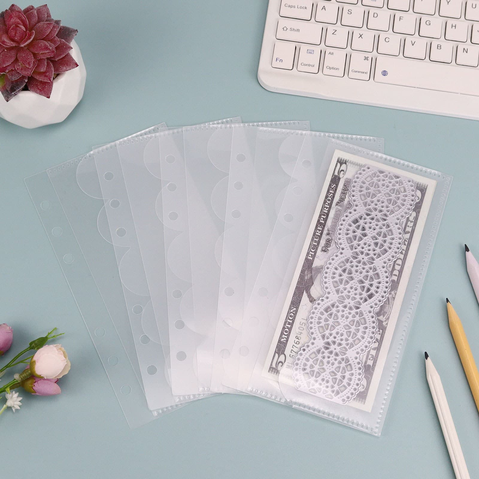 Spot cross-border A6 binder PP bag transparent frosted purple notebook leather binder cash budget accessories